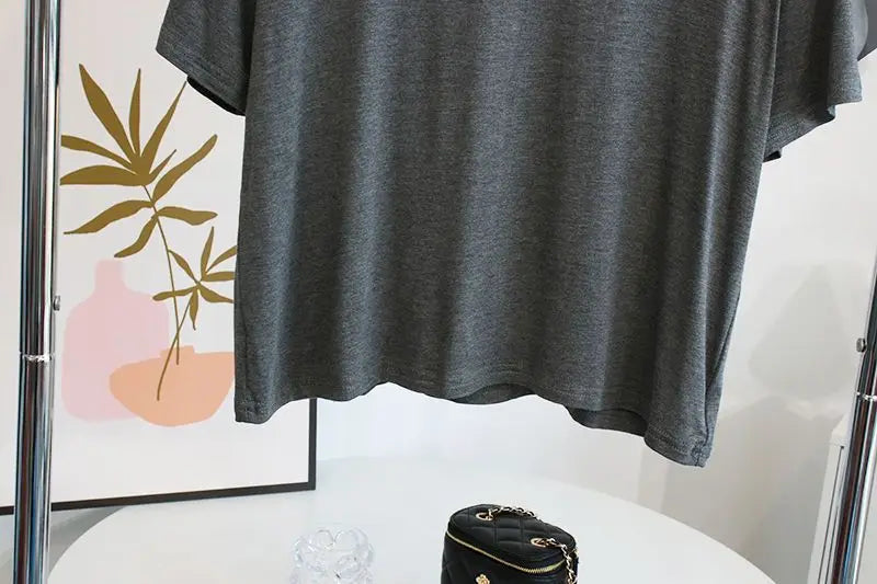 Ultra-Hand Feel Short Modal T-Shirt Women's  Summer 2025 Slimming round Neck Short Sleeve  Color Base Shirt