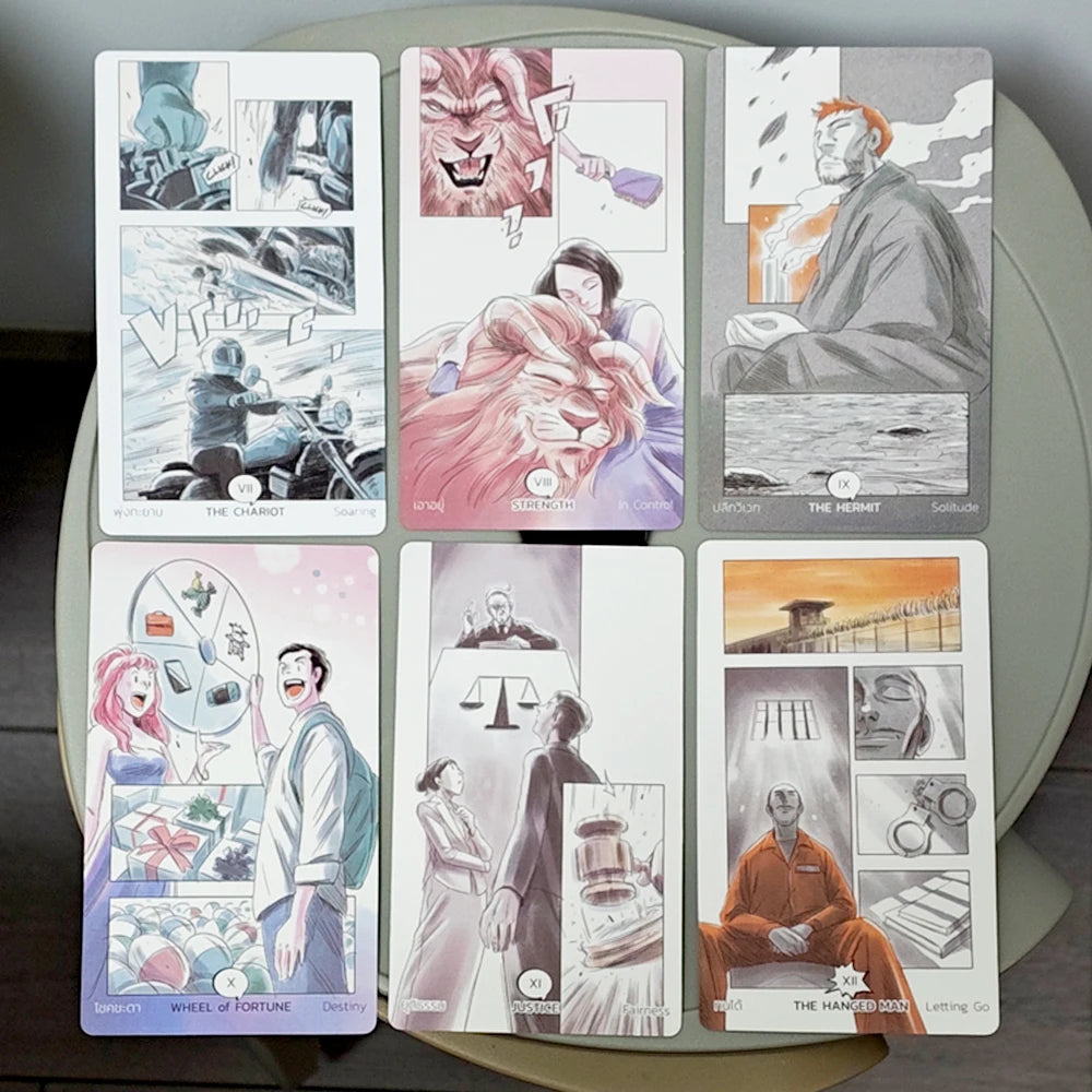 Manga Tarot 12*7cm in Rigid Box 90 Pcs Cards (78 Pcs Tarot Cards + 12 Oracle Cards) Printed on 350GSM Double-embossed Cardstock