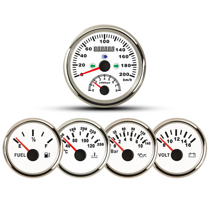 5 Gauge Set 85MM GPS Speedometer 0-8000RPM Tachometer 52MM Water Temp Oil Pressure Fuel Level Meter Voltmeter for Car Boat 12V