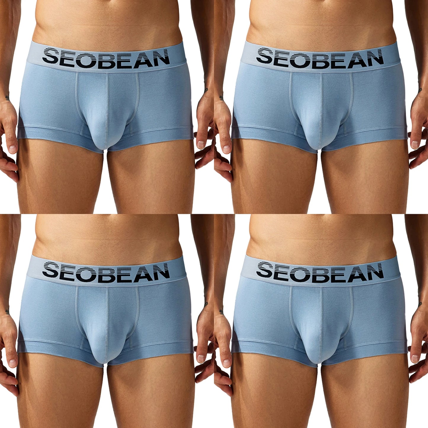 4-Pack SEOBEAN  Men's Cotton Briefs Comfortable Sweat-Absorbent Boxer Shorts Male Underwear