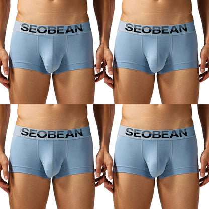 4-Pack SEOBEAN  Men's Cotton Briefs Comfortable Sweat-Absorbent Boxer Shorts Male Underwear