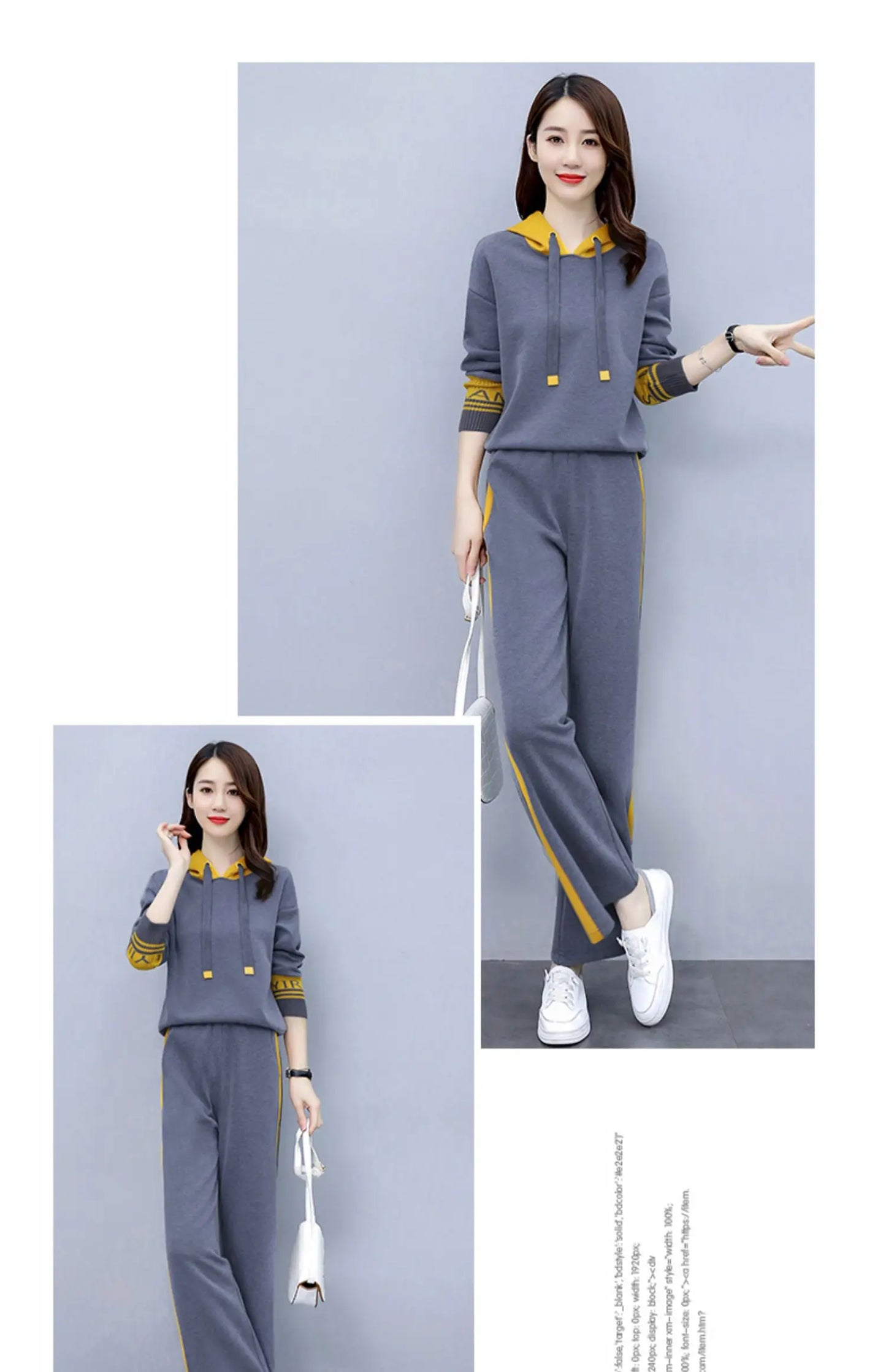 Fashionable Casual Sportswear Set Women's Hoodie And Wide Leg Pants Slimming Two Piece Suit Spring Autumn New Arrival