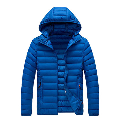 8XL Men's autumn and winter waterproof down jacket, jacket, overcoat, net, hooded casual wear, outdoor wear, hat clothing, men's