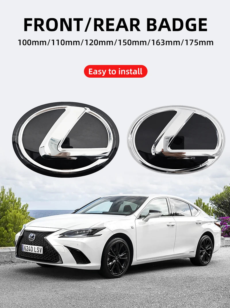 3D Front Grille Emblem Rear Trunk Badge Replacement Sticker for Lexus GS GX IS LS LX NX RX RX270 Ct200h IS250 ES 220D IS300