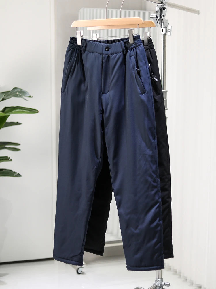 Thickened Fleece Winter Casual Pants Men's Straight Leg Cotton Trousers Warm Fashionable Long Pants Polyester Fiber 100%