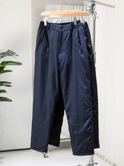 Thickened Fleece Winter Casual Pants Men's Straight Leg Cotton Trousers Warm Fashionable Long Pants Polyester Fiber 100%