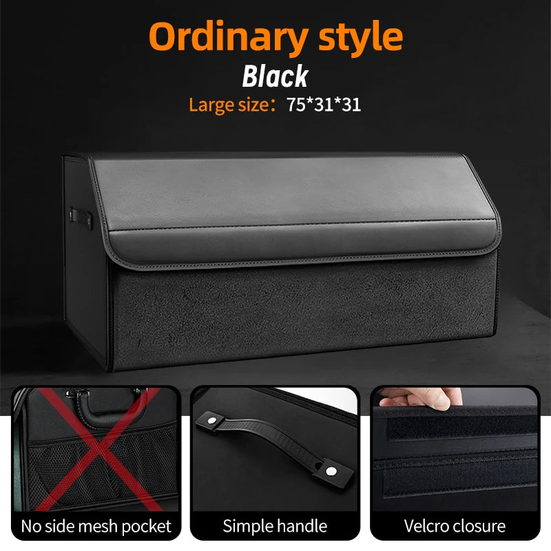 Car Suede Trunk Organizer Large Capacity Leather Foldable Storage Box Portable Multifunctional Tool Organizer Car Accessories