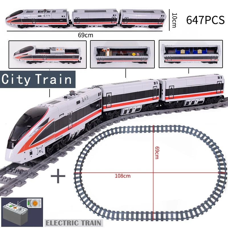 City Trains Flexible Tracks Forked Straight Curved Rails Switch Building Block Bricks High-Tech Creative Toys for kids gifts