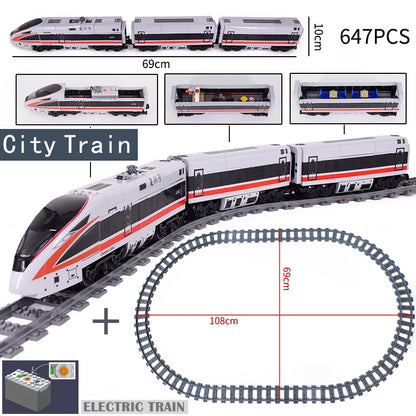 City Trains Flexible Tracks Forked Straight Curved Rails Switch Building Block Bricks High-Tech Creative Toys for kids gifts