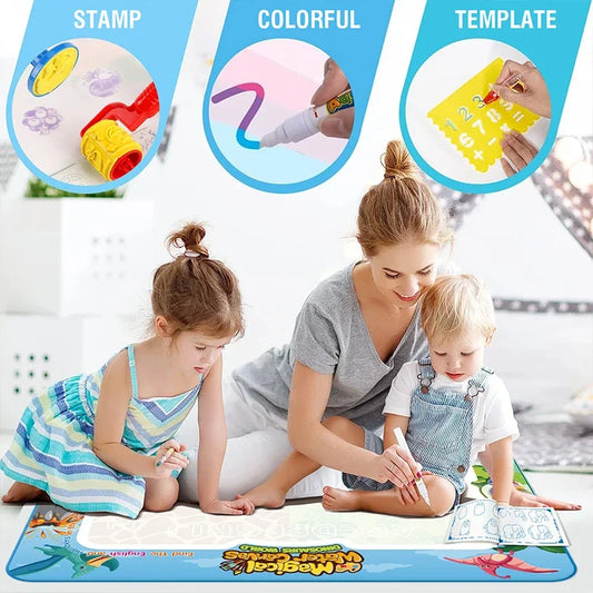 100CM Large Water Doodle Mat for Toddlers Drawing Toy Tablets Painting Set Colorful Graffiti Blanket Educational Games Children