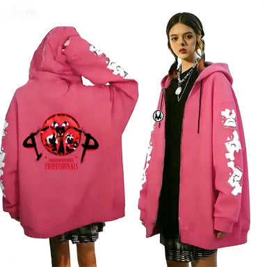 Trendy Anime Hooded Cardigan Unisex Harajuku Style Casual Fashion Long Sleeve Jacket Autumn Winter Fleece Zipper Sweatshirt