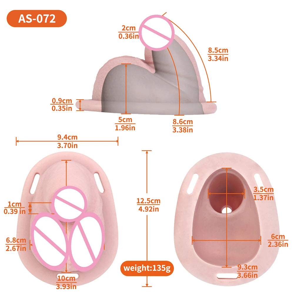 FRKO Real Skin Feel Silicone Male Chastity Cage Device Lock Bondage Belt Penis Sleeve Cock Restraint BDSM Erotic Sex Toys Men 18