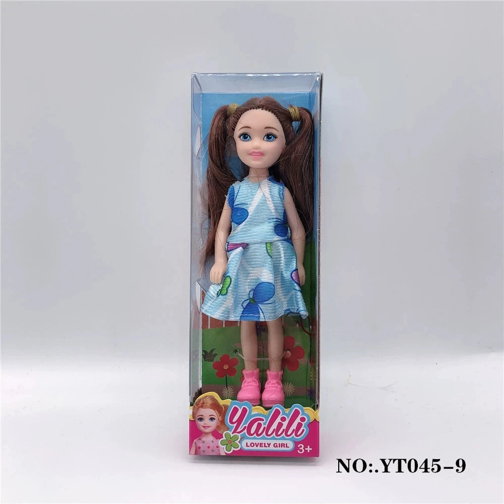 random 3 pcs/set 5 inch mini doll cute face kawaii doll body with colorful box christmas birthay gift kids toys