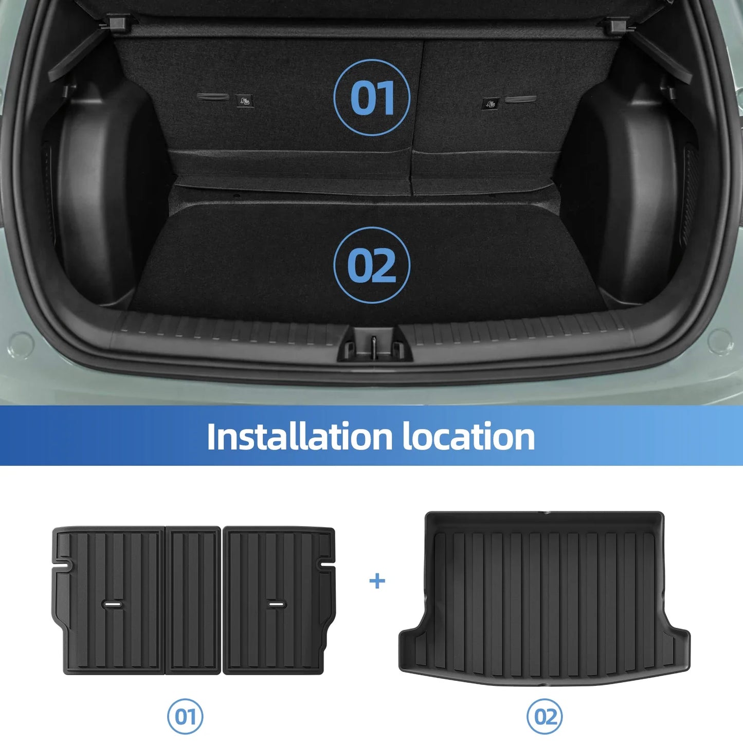 Smabee Left Drive for Geely Xingyuan/EX2 2025 2026 TPE 3D Car Floor Mats Cargo Liner Trunk Pad Black Waterproof Accessories