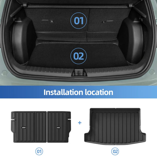 Smabee Left Drive for Geely Xingyuan/EX2 2025 2026 TPE 3D Car Floor Mats Cargo Liner Trunk Pad Black Waterproof Accessories