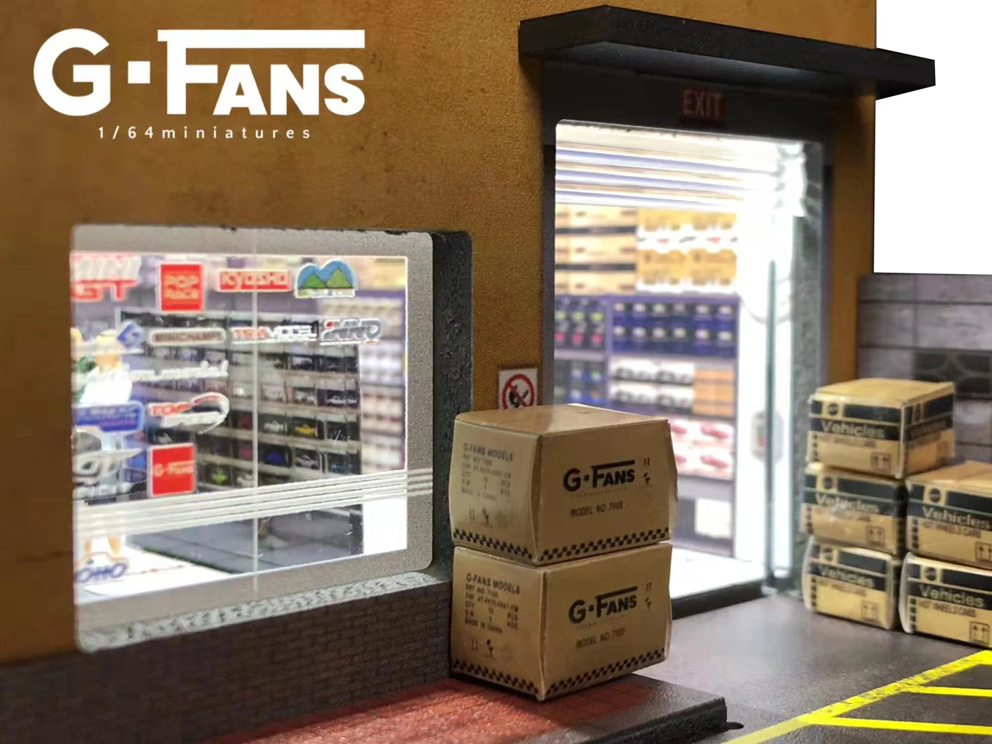 G Fans 1/64 Scale Car Garage Miniatures Model Car Parking Lot Diecast Scene Display Vehicle Scene Toy Background Collection