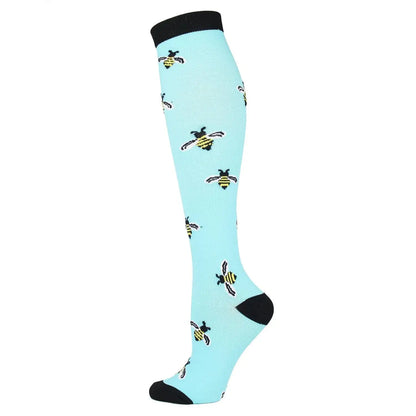 Sport Compression Stockings Funny Pattern Halloween ballon Dot Leg Pressure Running Cycling Multi Color Compress Socks