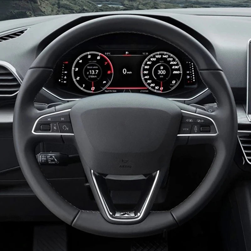 Car Steering Wheel Covers DIY Black Genuine Leather Suede For Seat Leon 5F Mk3 2013-2020 Ibiza 6J Tarraco Arona Ateca Alhambra