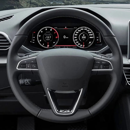 Car Steering Wheel Covers DIY Black Genuine Leather Suede For Seat Leon 5F Mk3 2013-2020 Ibiza 6J Tarraco Arona Ateca Alhambra