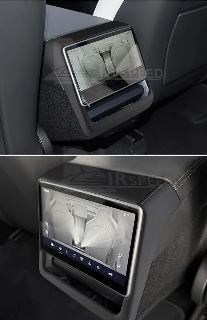 Leather Rear Screen Frame Protective ABS Cover for Tesla Model Y Juniper Launch 2025 2026 2027-Up Model 3 Highland 2024-UP Trim