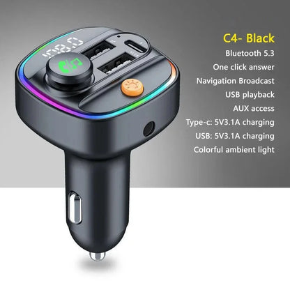 Best FM Transmitter Bluetooth 5.3 Hands-Free Car AUX Radio Modulator MP3 Player with Fast Charging Adapter Auto Accessories New