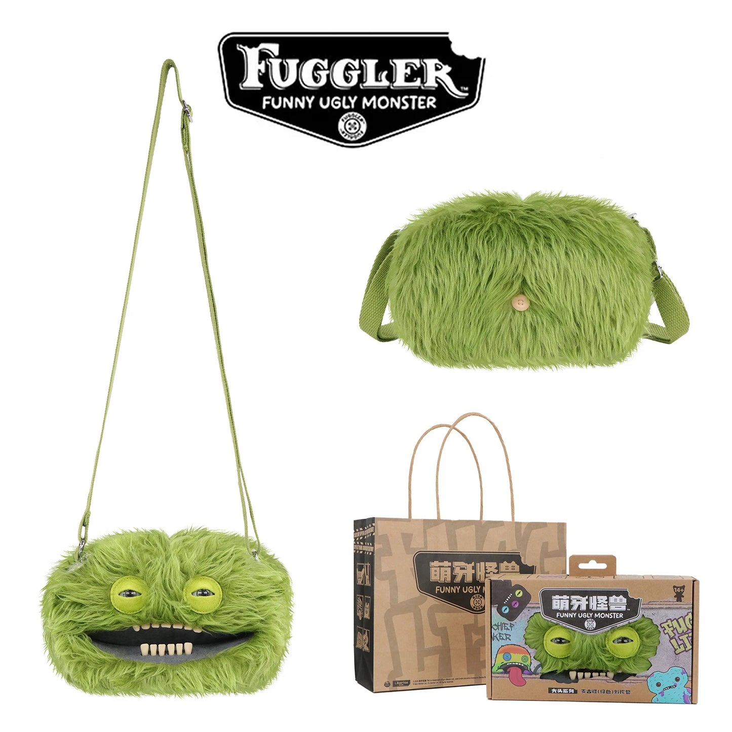 Fugglers Ugly Tooth Monster Fluffy Crossbody Bags Cute Fugg Plush Purse Shoulder Backpack Wallet Girls Boys Cartoon Animal 22CM
