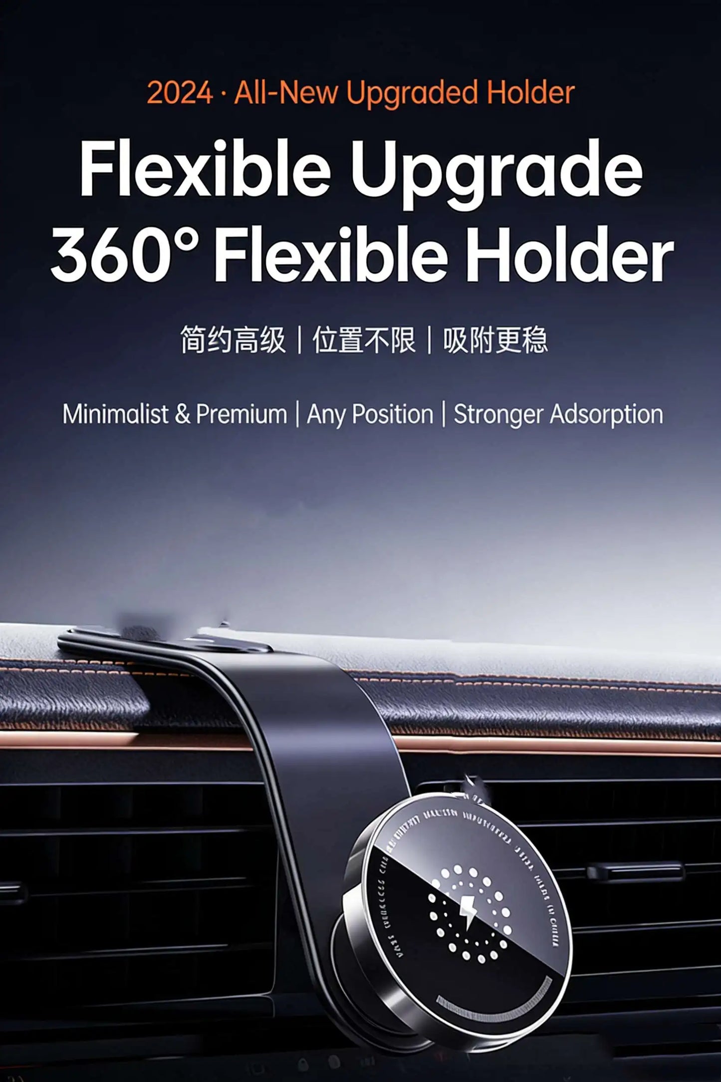 For MagSafe Wireless Car Charger Magnetic Car Phone Holder Bendable Car Phone Mount Phone Stand for iPhone 16 15 14 13