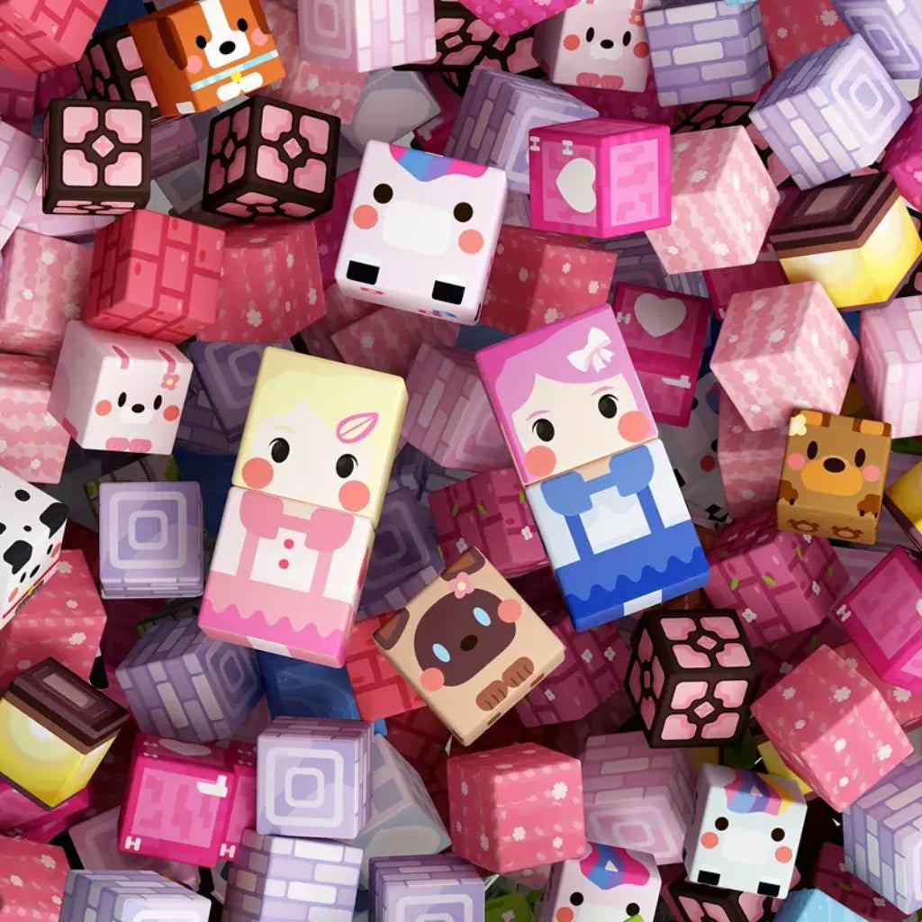 Magnetic Building Blocks Magnet World Pink Blossom with 10 Mystery Gift Brick Cube STEM Toy Set Best Gift for Boy Girl Children