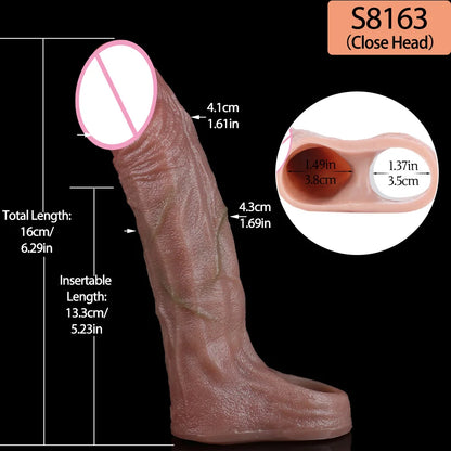 SXXY Penis Sleeve Realistic Male Penis Enlarger Extender Silicone Cock Ring Ultra Close Head Hollow Dildo Sex Toys For Adult