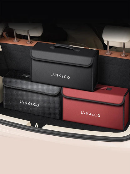Car Trunk Storage Box Fit For LYNK&CO 01 02 03 05 06 07 08 09 10 Z10 Z20 900 2024 2025 Storage Bag Leather Car Trunk Tool Box