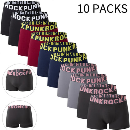4/10 Piece Set Of Multi-color Men's Underwear Comfortable And Soft Cotton Flat Angle Pants Elastic Waist Sports Base Shorts