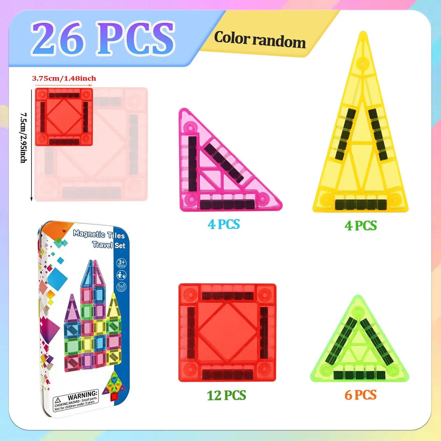 Mini Magnetic Building Blocks for Kids, Portable Travel Set. STEM Learning & Creative Construction. Perfect Gift for Birthdays