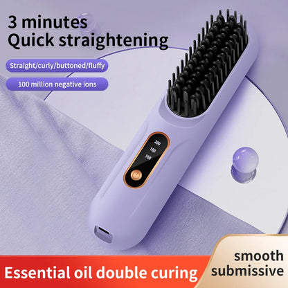USB charging straight hair comb portable straightener 3-speed temperature control standby 60 minutes size 20CM