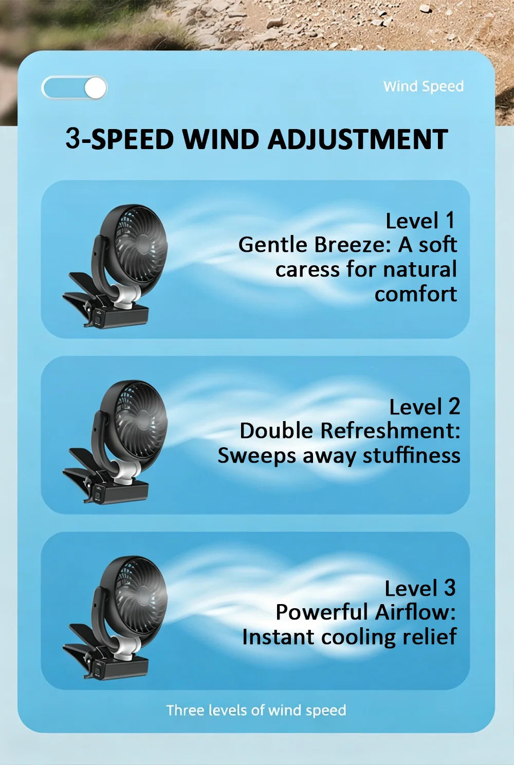 Car Cooling Clamp Fan Brushless Motor USB Rechargeable Fan  3 Speed Wind Rotatable Portable 5 Leaves Fan Car Electronic Tool