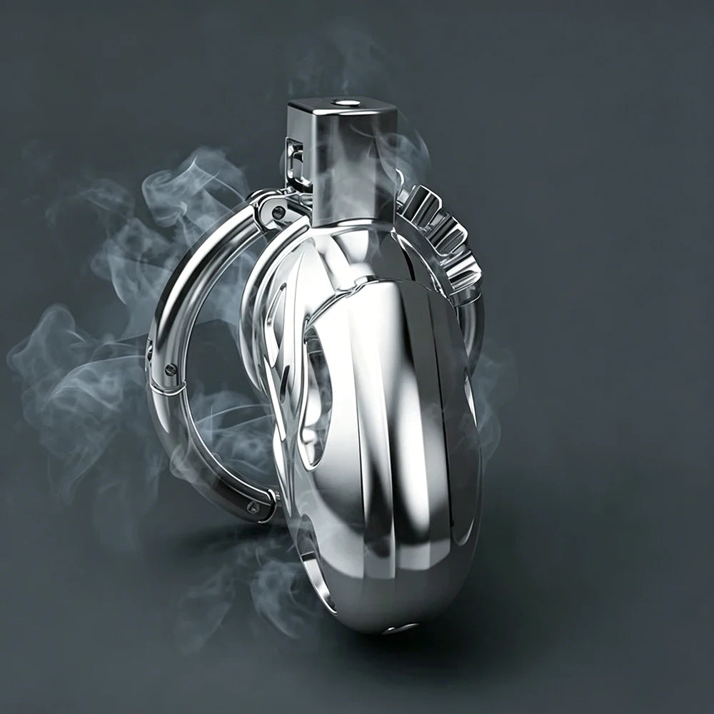 Male Chastity Cage Metal CB Cock Cage with One-Piece Adjustable 8 Sizes & Invisible Lock bdSM Penis Urethra Lock Adult Sex Toys