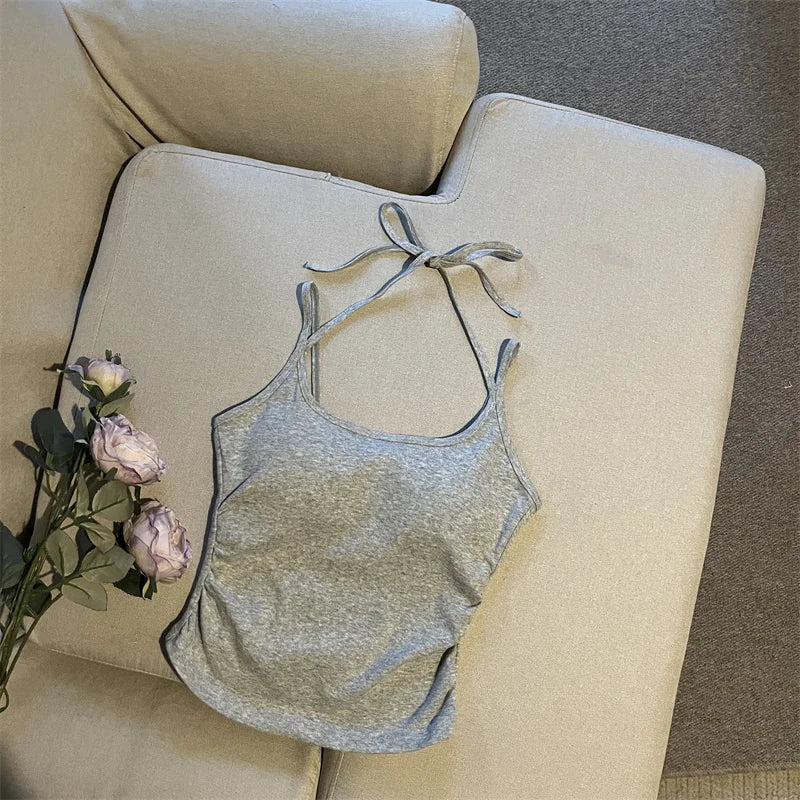 Hot ort Sve Crop Top Women's Faion Slim Fit Bal Vest Summer Outerwear Cotton Blend Comfortable Breathable Tank Top