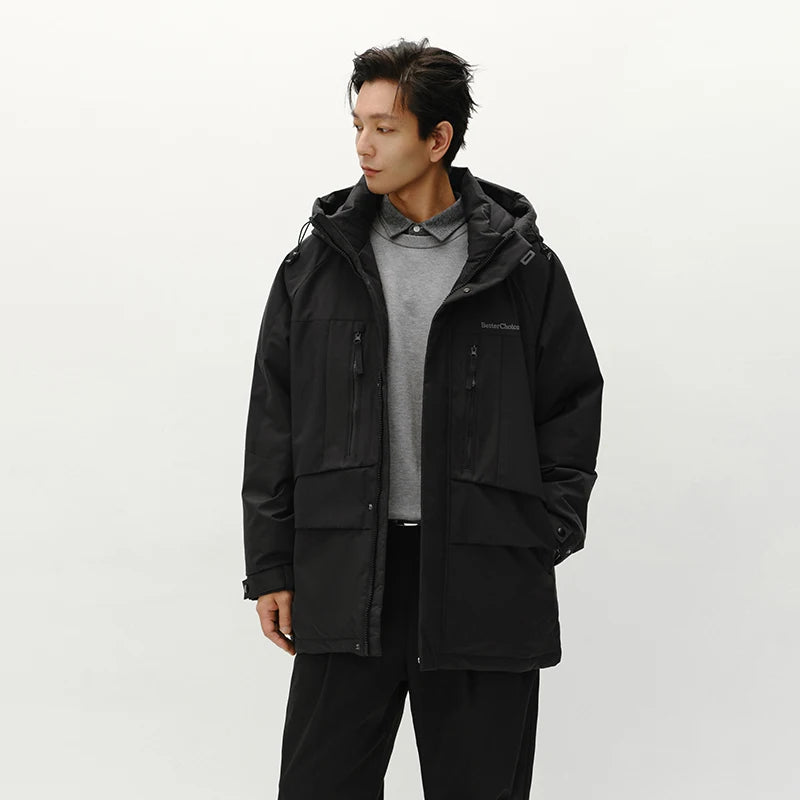 Semir Down Jacket Men Mid-Length Hooded Sport Colorblock 2025 Winter Man Clothes Warm Outerwear Windproof Warm Colorblock Design