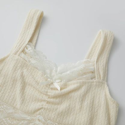 Y2k Coquette Lace Trim Crop Top Women 00s Vintage Aesthetic Grunge Slim Fit Vest Retro Cottage Tank Tops Clothes