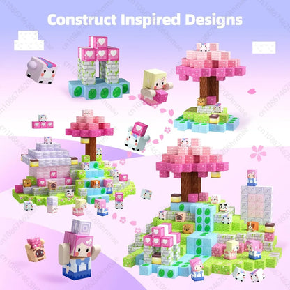 Magnetic Building Blocks Mine World Magnetic Pink Blossom Castle Brick Cube Toys Set STEM Sensory 2026 Gift for 3+ Boy Girl Kid