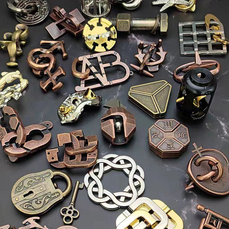 Metal Brain Teaser Puzzles 9PCS Educational Intellectual Toys Unlock Interlock IQ Test Adults Kids Magic Tricks Novelty Gifts