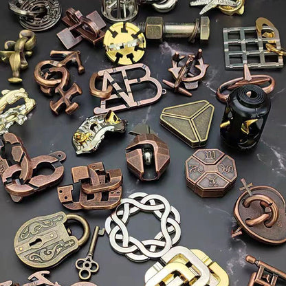 Metal Brain Teaser Puzzles 9PCS Educational Intellectual Toys Unlock Interlock IQ Test Adults Kids Magic Tricks Novelty Gifts