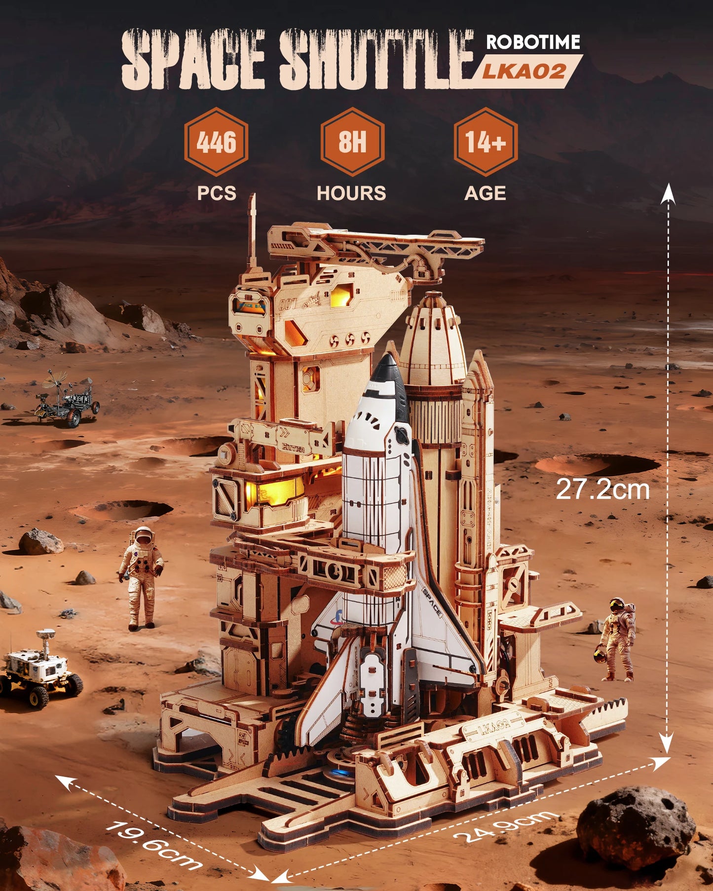 ROKR 3D Wooden Puzzle Space Shuttle Model Kits To Build STEM Toy Gift LKA02 For Adults