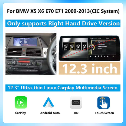 Wireless CarPlay Android Auto Display Multimedia Player For BMW X5 X6 F15 E70 E71 2009-2017 NBT CIC GPS Touch Screen 1920*720
