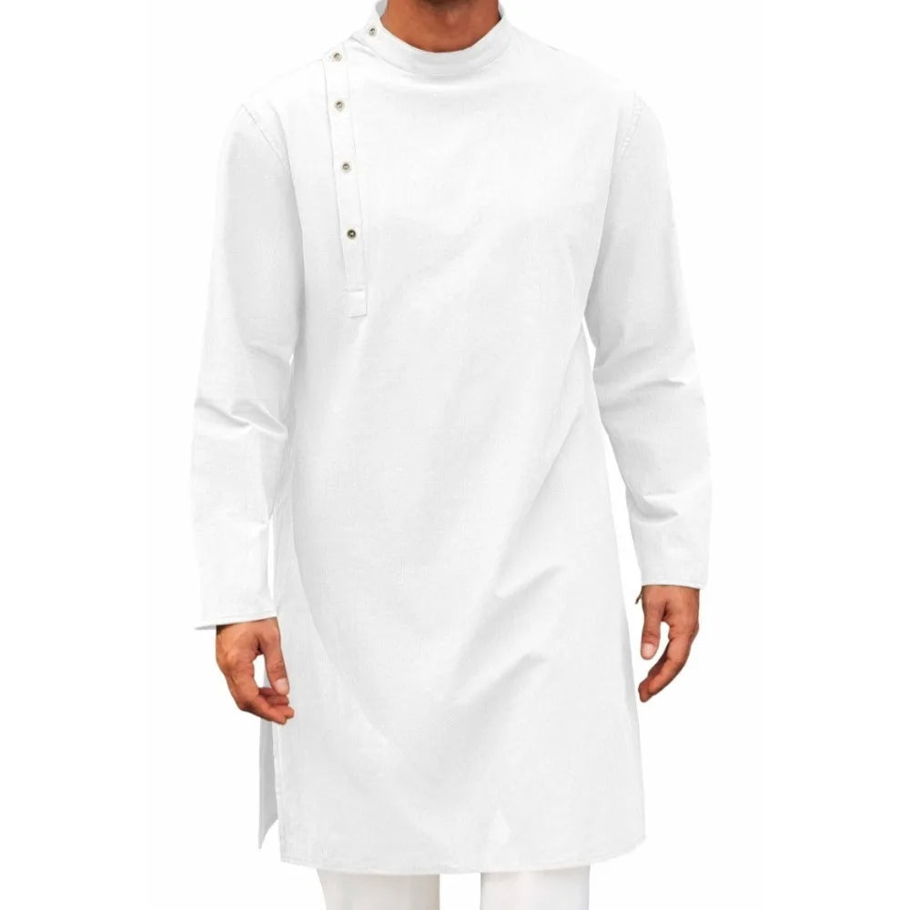 Mens Arab Long Shirt Traditional Muslim Thobe Kaftan Casual Wear Muslim Fashion