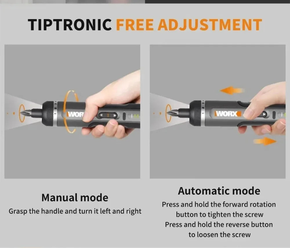Worx 30 Bit Sets Power Tools WX242 Electrical Screwdriver Set Smart Cordless Drill Screwdrivers USB Rechargeable Set Home Repair
