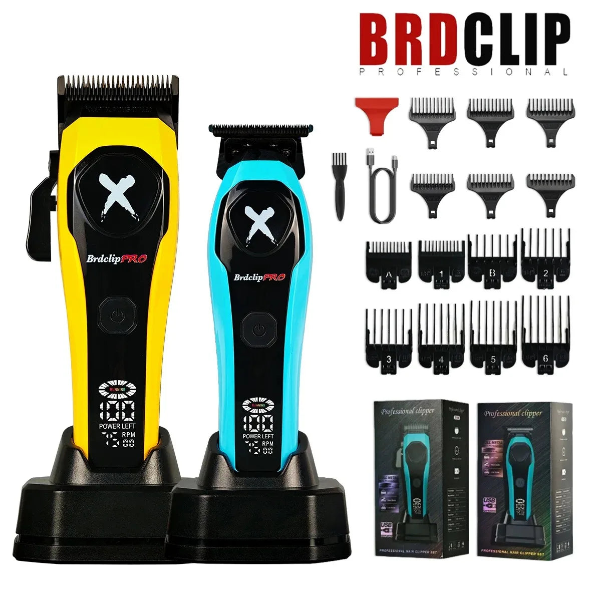 BRDCLIP 619 339 Hair Clippers Cordless Clippers Barber Electric DLC T-Blade Trimmer Portable Detail Trimmer LED Trimmer for Men