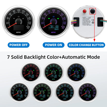85MM GPS Speedometer 0-160MPH 0-200KMH With GPS Antenna 7 Colors Backlight Digital LED Odometer Gauge for 12V24V Car Boat Marine