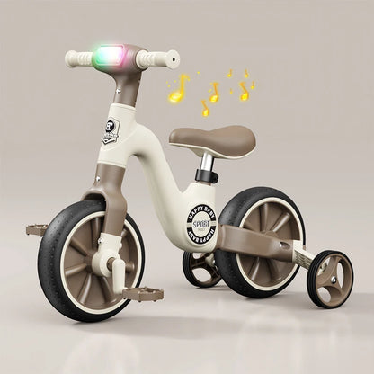 Happy Sport 2 In 1 Balance Bike Adjustable Seat Detachable Pedals With Led Lights And Music Convertible Tricycle Indoor Outdoor
