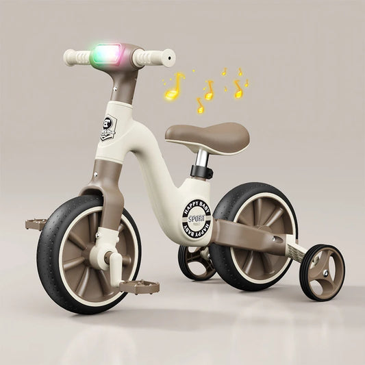 Happy Sport 2 In 1 Balance Bike Adjustable Seat Detachable Pedals With Led Lights And Music Convertible Tricycle Indoor Outdoor
