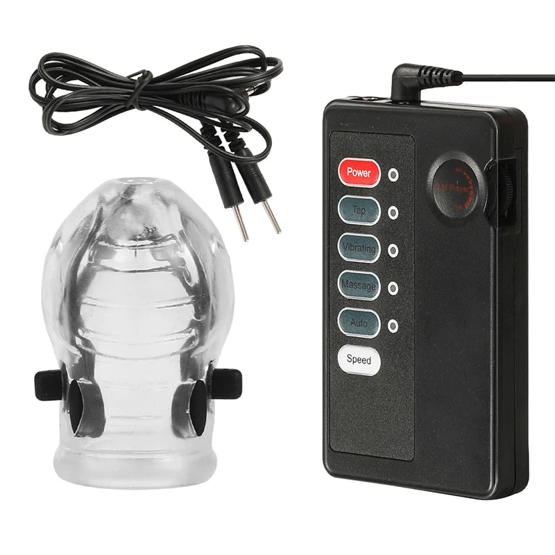 Estim Electric Shock Penis Ring Electro Trainer Massage Cup Chastity Penis Seelve Cockring For Men Dick Electrostimulation